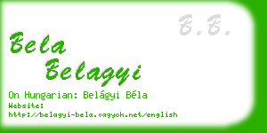 bela belagyi business card